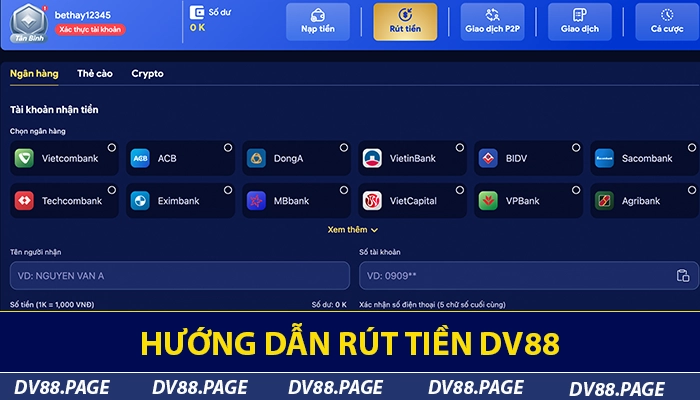 DV88 f8u85uu - Nhà Cái Cá Cược Thể Thao Uy Tín #1 Việt Nam 12 Hướng dẫn rút tiền DV88