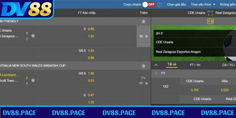 Kèo nhà cái DV88 cung cấp đa dạng các dịch vụ cá cược hot nhất hiện nay